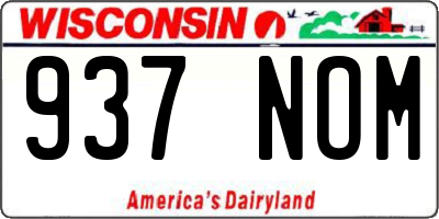 WI license plate 937NOM