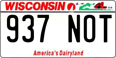 WI license plate 937NOT