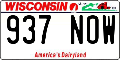 WI license plate 937NOW