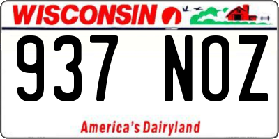 WI license plate 937NOZ