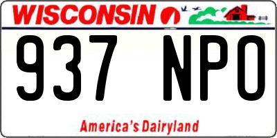 WI license plate 937NPO