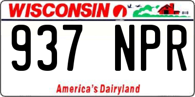 WI license plate 937NPR