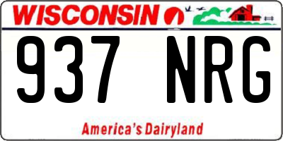 WI license plate 937NRG