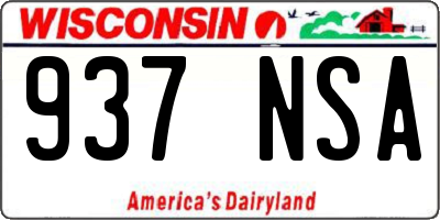 WI license plate 937NSA
