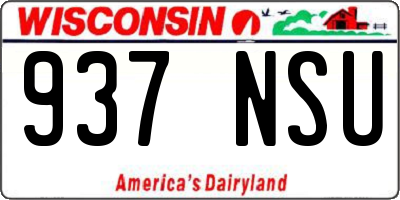 WI license plate 937NSU