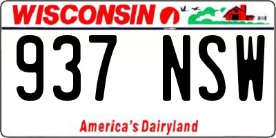 WI license plate 937NSW