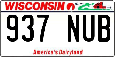 WI license plate 937NUB