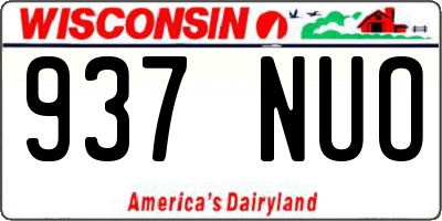 WI license plate 937NUO