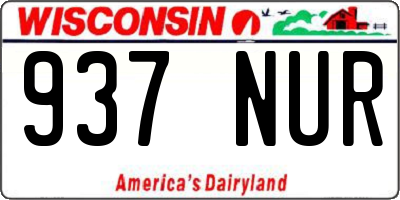 WI license plate 937NUR