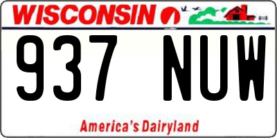 WI license plate 937NUW