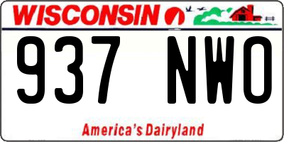 WI license plate 937NWO
