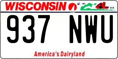 WI license plate 937NWU