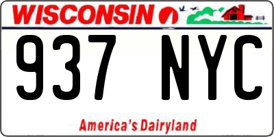 WI license plate 937NYC