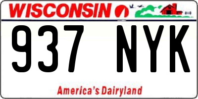 WI license plate 937NYK