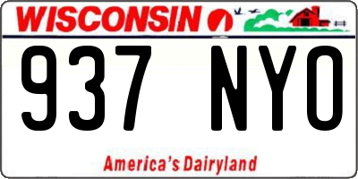 WI license plate 937NYO