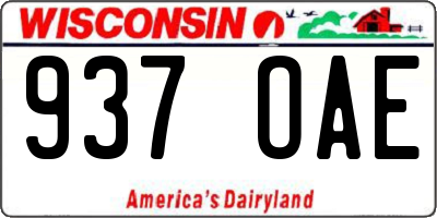 WI license plate 937OAE