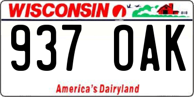 WI license plate 937OAK