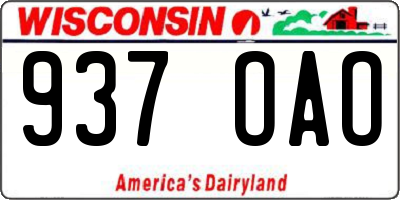WI license plate 937OAO