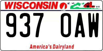 WI license plate 937OAW