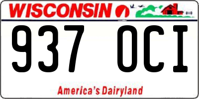 WI license plate 937OCI