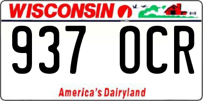 WI license plate 937OCR