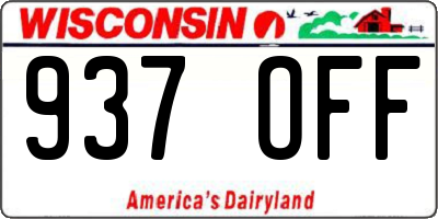 WI license plate 937OFF