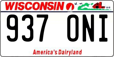 WI license plate 937ONI