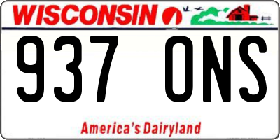 WI license plate 937ONS
