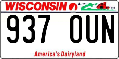 WI license plate 937OUN