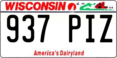 WI license plate 937PIZ