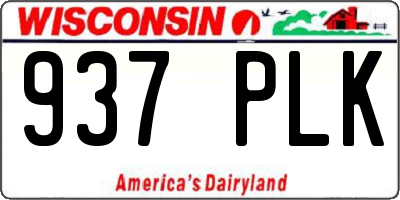 WI license plate 937PLK