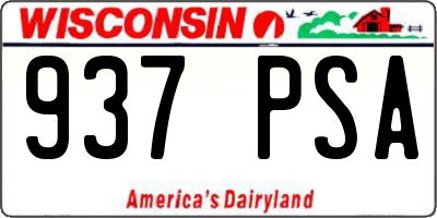 WI license plate 937PSA