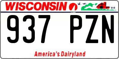 WI license plate 937PZN