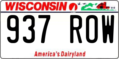 WI license plate 937ROW