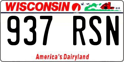 WI license plate 937RSN