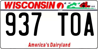 WI license plate 937TOA