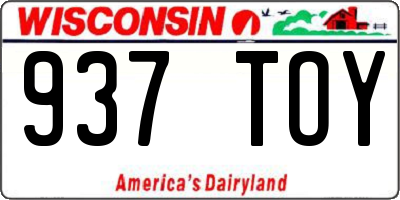 WI license plate 937TOY