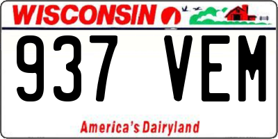 WI license plate 937VEM