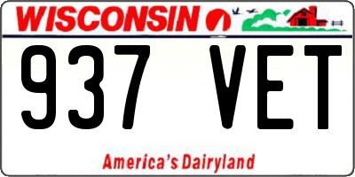 WI license plate 937VET