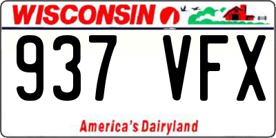 WI license plate 937VFX