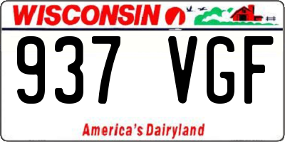 WI license plate 937VGF