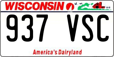 WI license plate 937VSC