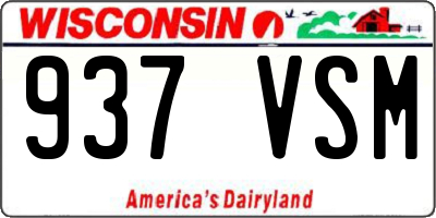 WI license plate 937VSM