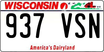 WI license plate 937VSN