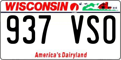 WI license plate 937VSO
