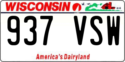 WI license plate 937VSW