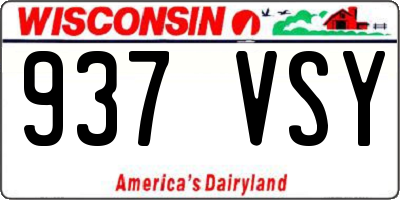 WI license plate 937VSY