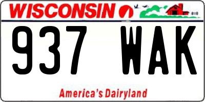 WI license plate 937WAK
