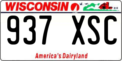 WI license plate 937XSC