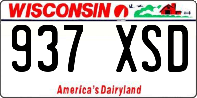 WI license plate 937XSD